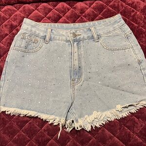 Cupshe Light Blue Studded Jean Shorts